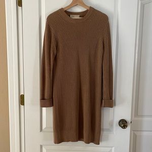 Michael Kors camel ribbed sweater dress